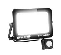 AUXTINGS 50W Foco LED con Sensor de Movimiento Proyector Led IP66 Impermeable Blanco 6000K 5000lm Floodlight Led Focos Exterior Iluminación para Patio, Camino, Jardín, Almacén,Terraza,Garaje