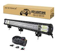 AUXTINGS 72 cm 28 pulgadas 396 W LED Light Bar Triple Row Spot Flood Combo Beam Off Road Lights Lámpara de trabajo impermeable con arnés de cableado para camiones Jeep SUV ATV UTV Boat Lights, 12 V 24