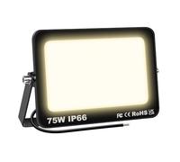AUXTINGS 75W LED Foco Exterior Proyector 7500LM Impermeable IP66 Blanco Cálido 3000K Floodlight Focos LED Exterior Iluminación para Patio,Camino,Jardín,Almacén,Terraza,Garaje