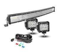 AUXTINGS 82 cm 405W 3 Filas Barra LED Offroad Barra de luz LED Curvo +10 cm LED Luces de Trabajo con 12V Cableado Haz Spot y Flood LED Luces de Trabajo para Tractor Coche Camión Barco 4x4 ATV,IP67