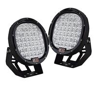 AUXTINGS 9 Inch 96 W Negro Spot Redondo LED luz de Trabajo Bar Off Road Luces antiniebla conducción lámpara de Techo Bar Bumper para SUV Barco (Negro)