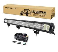 AUXTINGS Barra de luces LED 86 cm 34 pulgadas 468W triple fila punto de inundación haz combinado luces todoterreno luz de trabajo impermeable con arnés de cableado para camión SUV ATV UTV luces barco