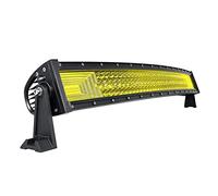 AUXTINGS Barra de luces LED de 32 pulgadas 405W curvada triple fila color ámbar amarilla con arnés de cableado para camioneta ATV UTV Wrangler SUV Ram F150,3000K,CC 12-24V