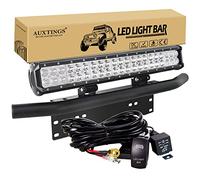 AUXTINGS Barra de luz de Trabajo LED de 50 cm 20 Pulgadas 126W con Kit de arnés de cableado+Soporte de Montaje de Placa para camión Coche ATV SUV 4x4 JP camión Barco Tractor，12V 24V