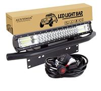 AUXTINGS Barra de luz de trabajo LED de 50 cm 20 pulgadas 288W con kit de arnés de cableado+soporte de montaje de placa para camión coche ATV SUV 4x4 Jp camión barco tractor，12V 24V