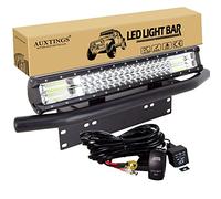 AUXTINGS Barra de luz de Trabajo LED de 50 cm 20 Pulgadas 288W con Kit de arnés de cableado+Soporte de Montaje de Placa para camión Coche ATV SUV 4x4 JP camión Barco Tractor,12V 24V