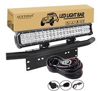 AUXTINGS Barra de luz de Trabajo LED de Doble Fila de 50 cm 20 Pulgadas 126W de inundación con Kit de arnés de cableado+Soporte de Montaje de Placa para Coche ATV SUV 4x4 JP camión Tractor,DC 12V 24V