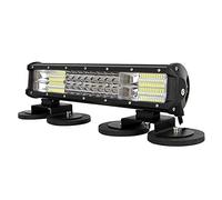 AUXTINGS Barra de luz LED 38 cm 15 pulgadas 216W con triple fila de inundación de punto LED +soporte de montaje imán para ventosa para camión coche ATV SUV 4x4 Jp tractor de barco,12V 24V impermeable