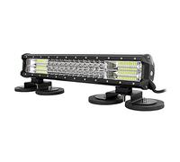 AUXTINGS Barra de luz LED de 46 cm 18 pulgadas 252W con triple fila de inundación de punto LED +soporte de montaje imán para ventosa para camión coche ATV SUV 4x4 Jp camión tractor de barco,12V 24V