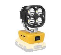 AUXTINGS Luz de trabajo LED para batería Dewalt de 20 V, máximo 40 W, 4200 lúmenes, batería de luces de inundación con protección de bajo voltaje, puerto de salida USB y tipo C, luz LED para