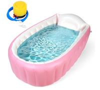 AUYAO Bañera Inflable para Bebés, Bañera Hinchable Plegable, Bañera Infantil, con Bomba de Aire, Separador y Reposacabezas, Antideslizante, Rosa