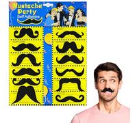AUYAO Bigote Postizo, 12pcs Juego de Bigote Falso, Bigotes Autoadhesivos, Barba de Carnaval de Los Años 80, Bigote para Pegar para Disfraces Fiesta de Halloween Fiesta de Rendimiento, A