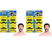 AUYAO Bigote Postizo, 12pcs Juego de Bigote Falso, Bigotes Autoadhesivos, Barba de Carnaval de Los Años 80, Bigote para Pegar para Disfraces Fiesta de Halloween Fiesta de Rendimiento, C (Paquete de 2)