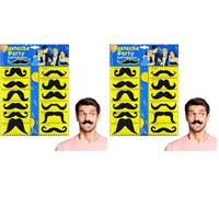AUYAO Bigote Postizo, 12pcs Juego de Bigote Falso, Bigotes Autoadhesivos, Barba de Carnaval de Los Años 80, Bigote para Pegar para Disfraces Fiesta de Halloween Fiesta de Rendimiento, A (Paquete de 2)
