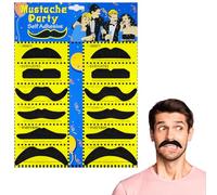 AUYAO Bigote Postizo, 12pcs Juego de Bigote Falso, Bigotes Autoadhesivos, Barba de Carnaval de Los Años 80, Bigote para Pegar para Disfraces Fiesta de Halloween Fiesta de Rendimiento, B