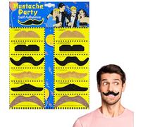 AUYAO Bigote Postizo, 12pcs Juego de Bigote Falso, Bigotes Autoadhesivos, Barba de Carnaval de Los Años 80, Bigote para Pegar para Disfraces Fiesta de Halloween Fiesta de Rendimiento, C