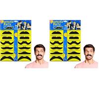 AUYAO Bigote Postizo, 12pcs Juego de Bigote Falso, Bigotes Autoadhesivos, Barba de Carnaval de Los Años 80, Bigote para Pegar para Disfraces Fiesta de Halloween Fiesta de Rendimiento, B (Paquete de 2)