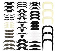 AUYAO Bigote Postizo, 48pcs Juego de Bigote Falso, Bigotes Autoadhesivos, Barba de Carnaval de Los Años 80, Bigote para Pegar para Disfraces Fiesta de Halloween Fiesta de Rendimiento, D