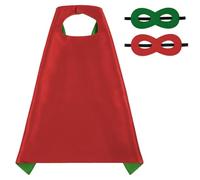 AUYAO Capas Superheroes Niños, Conjunto de Disfraz de Capas de Héroes con Máscara, Capa de Doble Cara y Máscaras, Disfraces de Niños Navidad, Halloween, Cosplay, Cumpleaños, Rojo Brillante + Verde