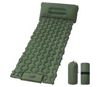 AUYAO Colchón Hinchable, 190cmX60cmX5cm Colchón Autoinflable con Bomba de Pie, Colchón Inflable Individual con Almohada, Colchoneta de Dormir para Camping, Viajes, Exteriores, Playa, Verde