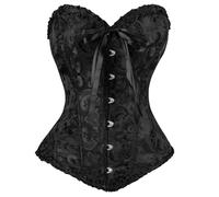 AUYAO Corset Mujer, Top Bustier con Cordones y Huesos de Plástico, Top Palabra de Honor Mujer, Goth, Patrón de Bordado, Halloween Carnava Cosplay Fiesta Outfit, L