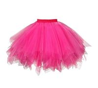 AUYAO Falda de Tutú para Mujer, Tutu Tul Falda Disfraz para Ballet, Tutu Falda de Mujer Retro 80s para Carnaval Carnaval Semana Santa Fiesta Halloween, Rosa Roja