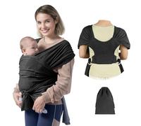 AUYAO Fular Portabebe Bebe, Mochila Portabebes Recién Nacidos, Sling Bebe, Suave, Ligero y Transpirable, Fular Elástico Portabebé, Ajustable, Ideal para Recién Nacidos, Negro
