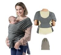 AUYAO Fular Portabebe Bebe, Mochila Portabebes Recién Nacidos, Sling Bebe, Suave, Ligero y Transpirable, Fular Elástico Portabebé, Ajustable, Ideal para Recién Nacidos, Gris Oscuro