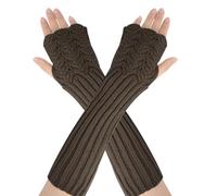 AUYAO Guantes sin Dedos de Punto de Invierno, Calentadores de Brazos Patrón de Escamas de Pescado, Longitud Media Manoplas sin Dedos para Hombre y Mujer para Senderismo Ciclismo, 31cm
