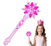 AUYAO Varita Mágica de Princesa, Varita Luminosa de Copo de Nieve, Varita de Hadas, Regalos de Cumpleaños para Niñas Accesorios de Cosplay Fiesta Navidad(Rosa)