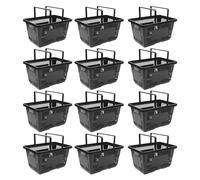 AUYART 12 PCS negro plástico cesta de compras para mercado tienda de comestibles tienda al por menor w/asas