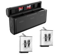 AuyKoo 2 X Batería Cargador Batería Recargable Hero 11 Hero 10 Hero 9 Black Accesorios Battery Acción Cámara Cargador 3 Canales 15W USB-C -20℃ TF Card Storage