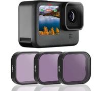 AuyKoo 3 Piezas ND Filtros Accesorios para GoPro Hero 12 Hero 11 Hero 10 Hero 9 Black, ND8 ND16 ND32 Densidad Neutra, Kit Protector de Lente de Filtro