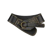 AUYXSSZ Cinturón ancho con remaches para mujer, estilo punk, ajustable, estilo casual, esencial, punk, steampunk, cosplay, Negro, 111x9cm