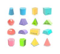AUYXSSZ Juego de Bloques sólidos geométricos, Formas 3D, Bloques de Patrones de sólidos geométricos, Material manipulativo matemático sólido para Preescolar, Primaria,