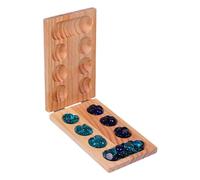 AUYXSSZ Juego de Mancala con Tablero de para Madera Resistente y Elegantes Piezas de Cristal. Diversión estratégica en Familia o con Amigos. Clásico Juego