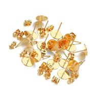 AUYXSSZ Pendiente Stud Base Ear Pins Ajuste,Oro,8 mm | Ocio