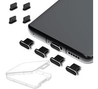 AUZOSL 8 tapones antipolvo USB C, 4 de aluminio y 4 de silicona tipo C, compatible con Samsung Galaxy S23, Xiaomi Google Pixel, Motorola Nothing Phone, negro