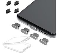 AUZOSL 8 tapones antipolvo USB C, 4 de aluminio y 4 de silicona tipo C, compatible con Samsung Galaxy S23, Xiaomi Google Pixel, Motorola Nothing Phone, gris