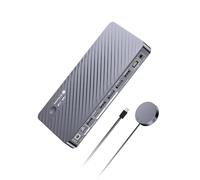 AV Access 8K KVM Switch 2 Monitors 2 Computers for Laptop & Desktop, 100W USB-C Charge for Laptop, Ethernet, Docking Station Dual Monitor 8K@60Hz/4K@165Hz, 4xUSB 3.2, Audio, SD, Wired Remote Control