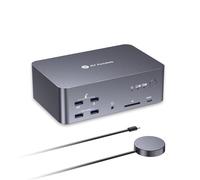 AV Access 8K KVM Switch 3 Monitors 2 Computers, Laptop + Desktop KVM Docking Station, 100W PD, GbE, 2xUSB 3.2 10Gbps USB C Hub, SD Reader & Remote Switcher for HP, Dell, Chromebook, PC, and More