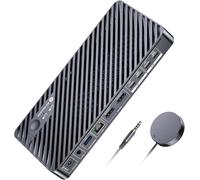 AV Access Estación de Acoplamiento KVM para 2 Monitores y 2 Laptops, KVM 4K Dual Monitor, 100W PD por PC, Ethernet 1G, Emulación EDID, Ideal para Oficina en Casa y Gaming