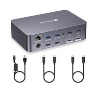 AV Access KVM Switch Dock 2 Monitores 2 Portátiles, 4K KVM Switch Doble Monitor, 2 Puertos USB-C MST, 60W PD para Cada PC, 1G Ethernet, Emulación EDID, 2K@144Hz, 1080P@240Hz, iDock C20