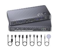 AV Access KVM Switch Docking Station for MacBook, USB-C KVM Switch 2 Monitors 2 Computers, 4K Dual HDMI Displays, 1 Laptop + 1 Desktop Switching, Ethernet, 100W Power Delivery, EDID Emulation