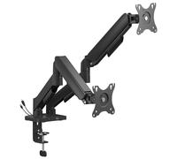 AV:Link | Brazos de Monitor de Resorte de Gas de Movimiento Completo Dual con hub USB | Soportes de Escritorio Ajustables para Pantallas de 17 a 32 Pulgadas | Compatible con VESA | Ajuste de