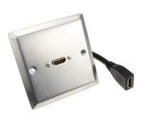 AV Link HDMI 2.0 4K Placa Mural Individual Faceplate Acero Plateado