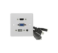 AV Link Placa de Pared HDMI+VG 3.5mm+USB, Color Blanco