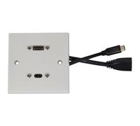 AV:Link | Placa de Pared Multimedia HDMI y USB-C 8K, Carga rápida USB 4 y Transferencia de Datos Tipo C y enchufes HDMI 8K: conectividad optimizada para el hogar, la Oficina y los Espacios educativos