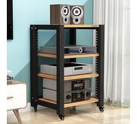 AV Media and Gaming - Soporte de TV con torre estéreo, pequeño centro de entretenimiento para sala de estar, mesa de reproductor (marrón, 85 cm)