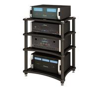 AV Media Shelf - Soporte giratorio de 4 niveles para centro de entretenimiento, gabinete estéreo para sala de estar, sala de juegos, estudio de música